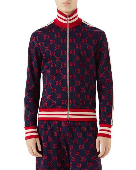 gucci tracksuit light blue|Gg supreme jacquard zip.